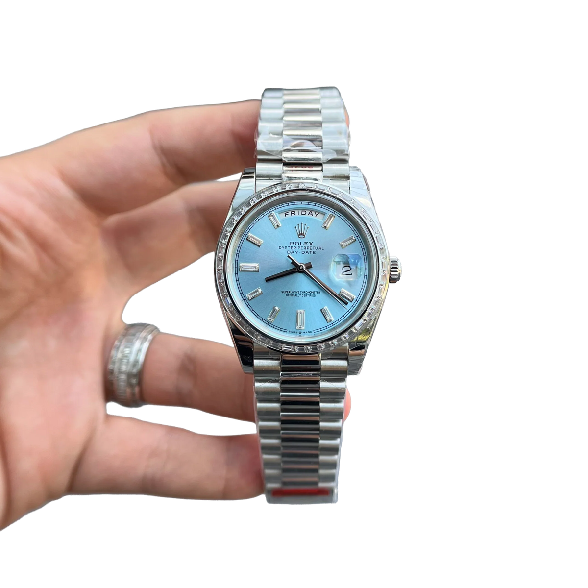 Day-Date 40mm Ice Blue Dial Baguette Set Bezel 228396TBR